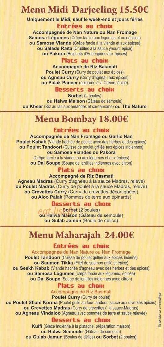 Le Maharajah — carte page 5