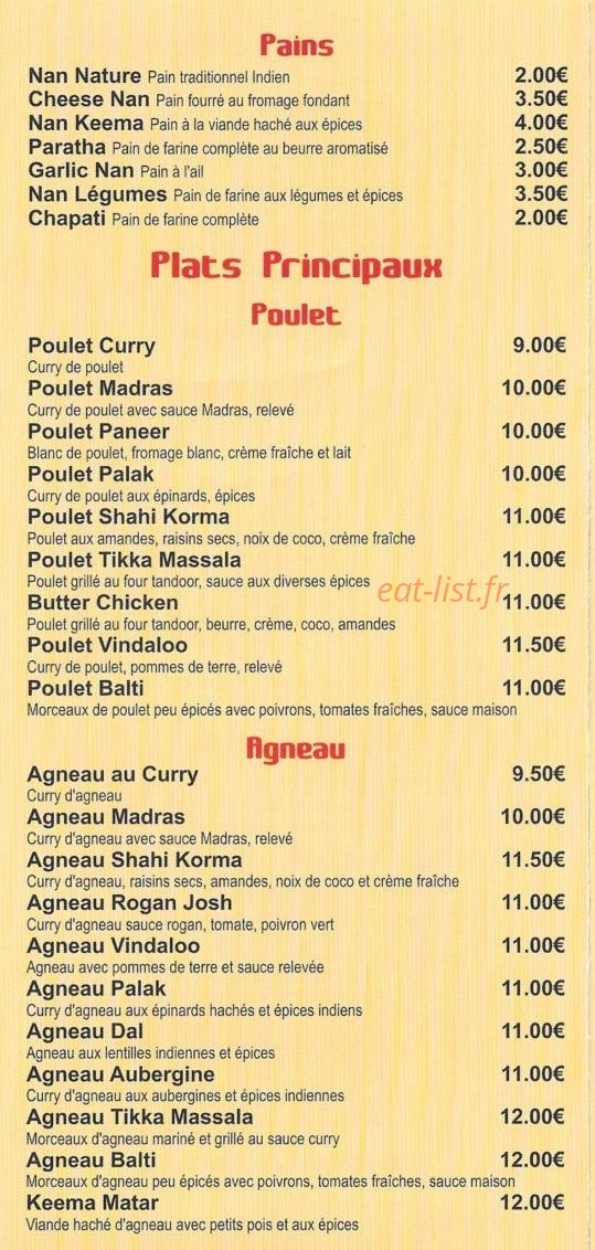 Le Maharajah — carte page 3