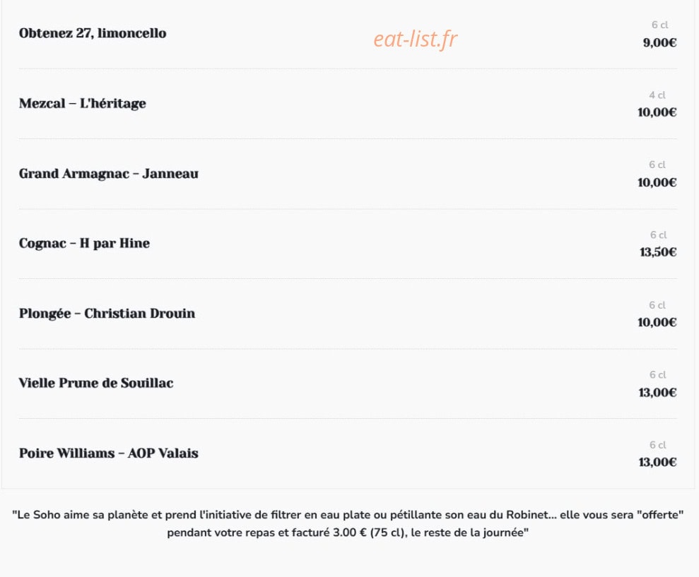 Le Soho Versailles — carte page 10