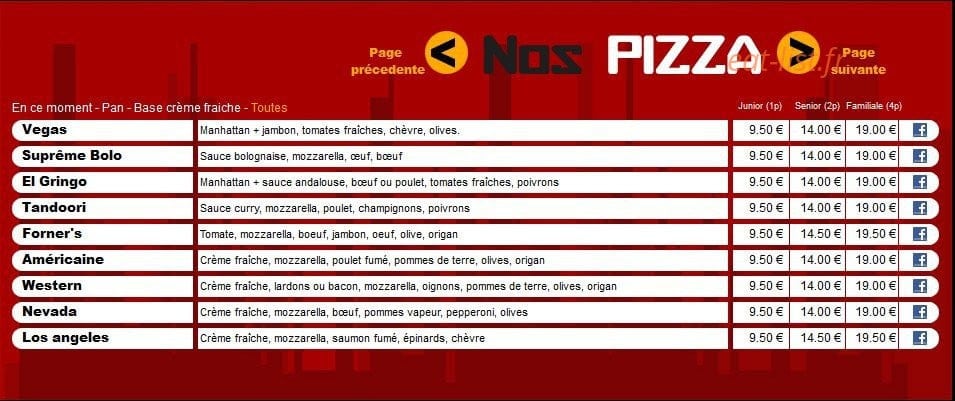 Manhattan Pizza — carte page 10
