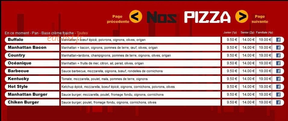Manhattan Pizza — carte page 9
