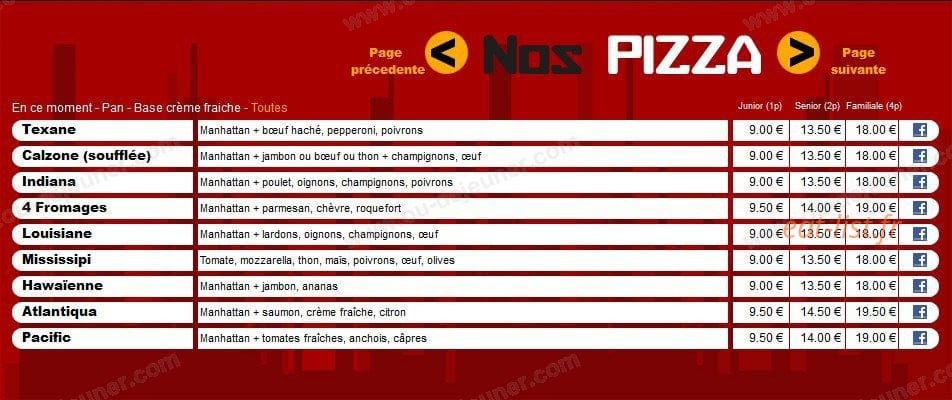 Manhattan Pizza — carte page 11