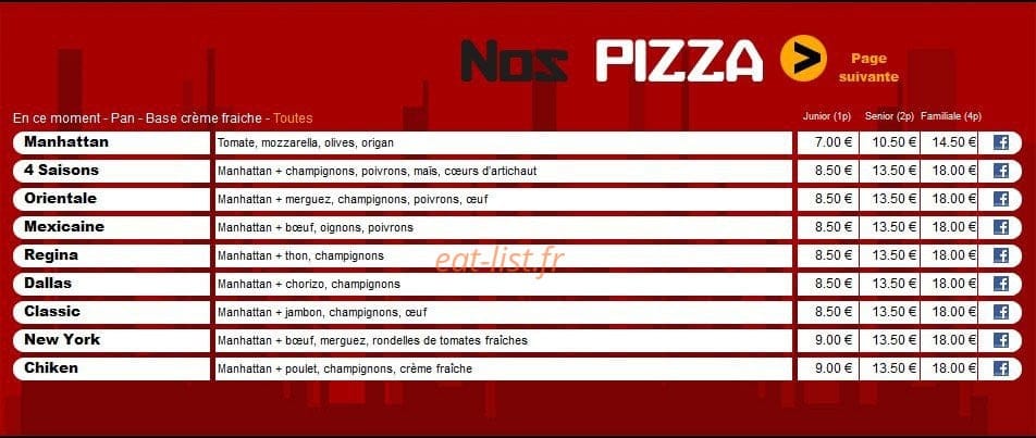 Manhattan Pizza — carte page 7