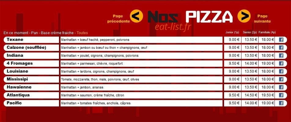Manhattan Pizza — carte page 8