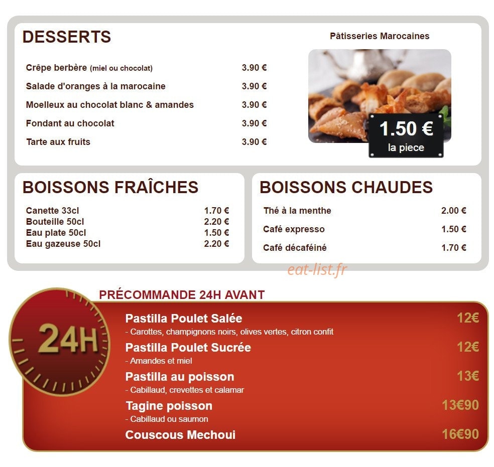 Marrakech Gourmet — carte page 3