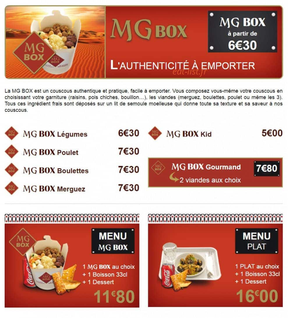 Marrakech Gourmet — carte page 1