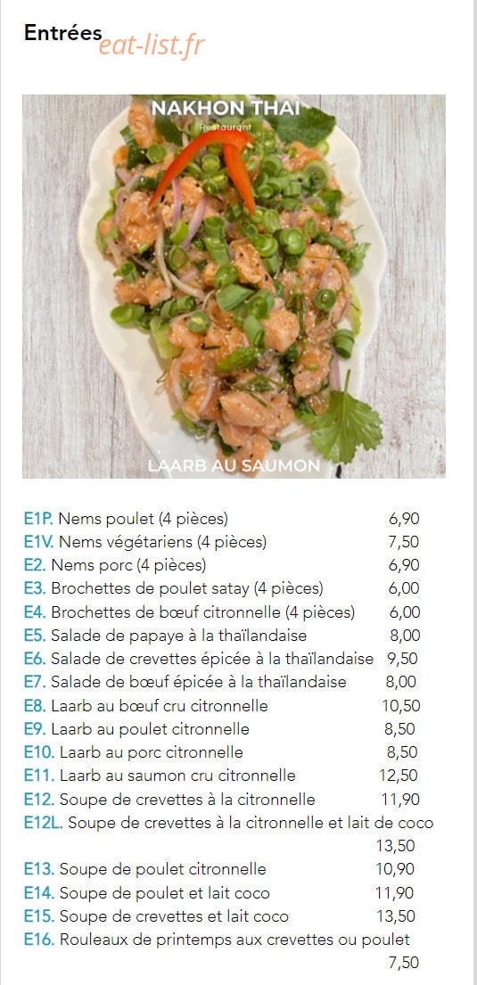 Nakhon Thai — carte page 1