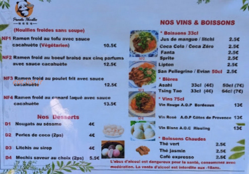 Panda noodles — carte page 3