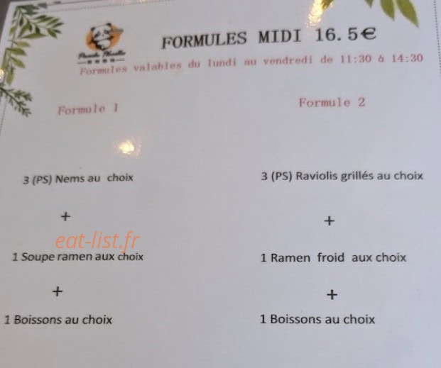 Panda noodles — carte page 2