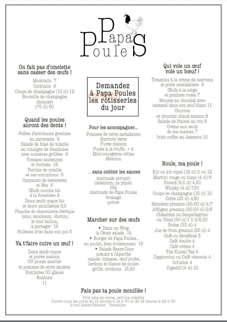 Papa Poules — carte page 1