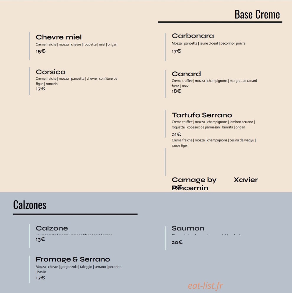 Pizza Brice — carte page 2