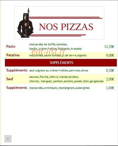 Pizza Capri — carte page 6