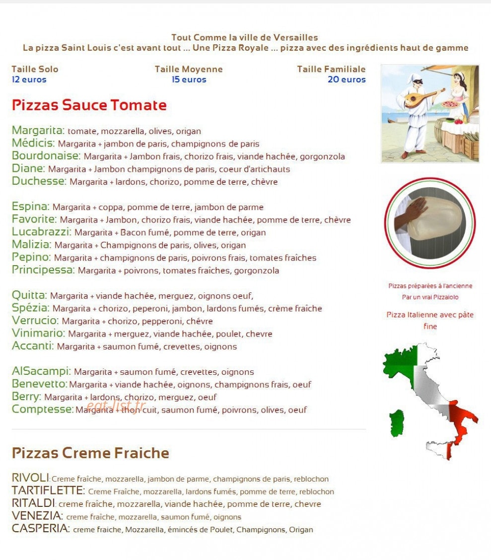 Pizza Saint Louis — carte page 1