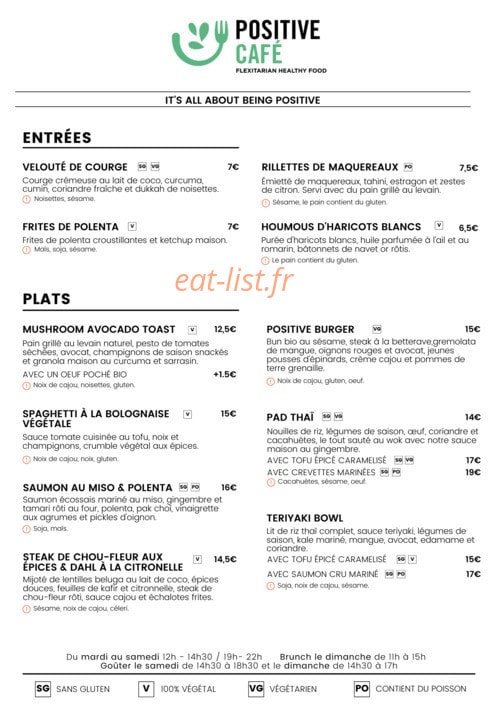 Positive Café — carte page 3