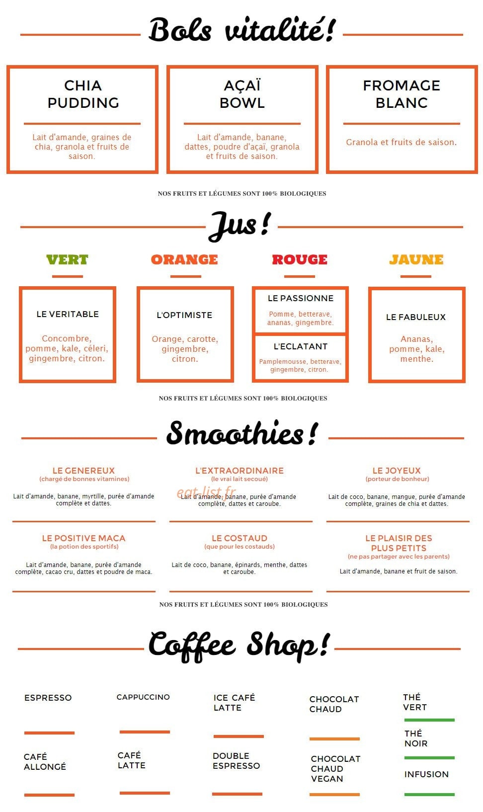 Positive juice bar & café — carte page 2