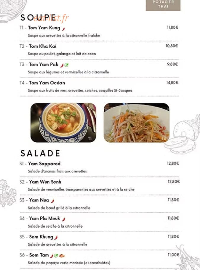 Potager Thaï — carte page 5