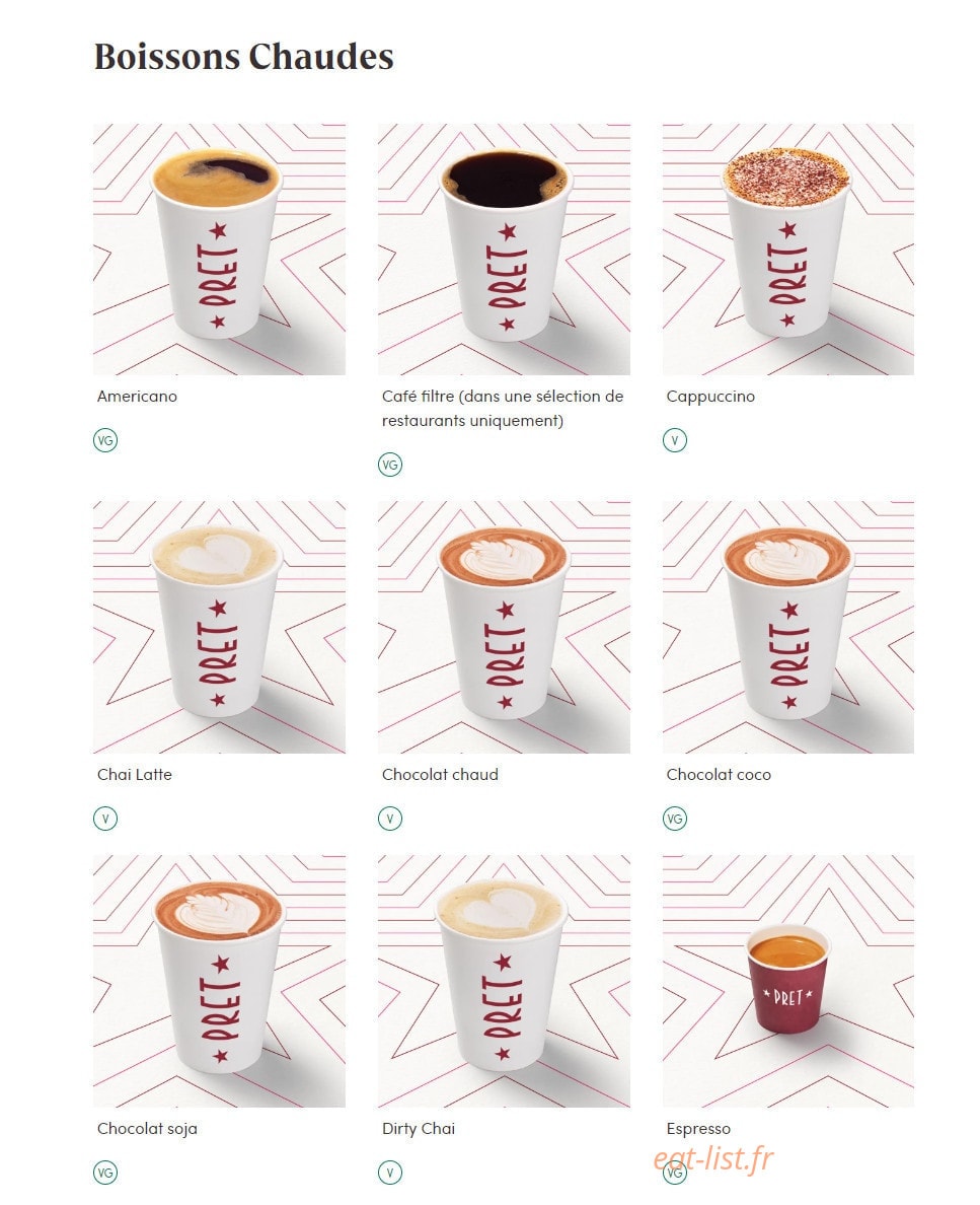 Pret A Manger — carte page 16