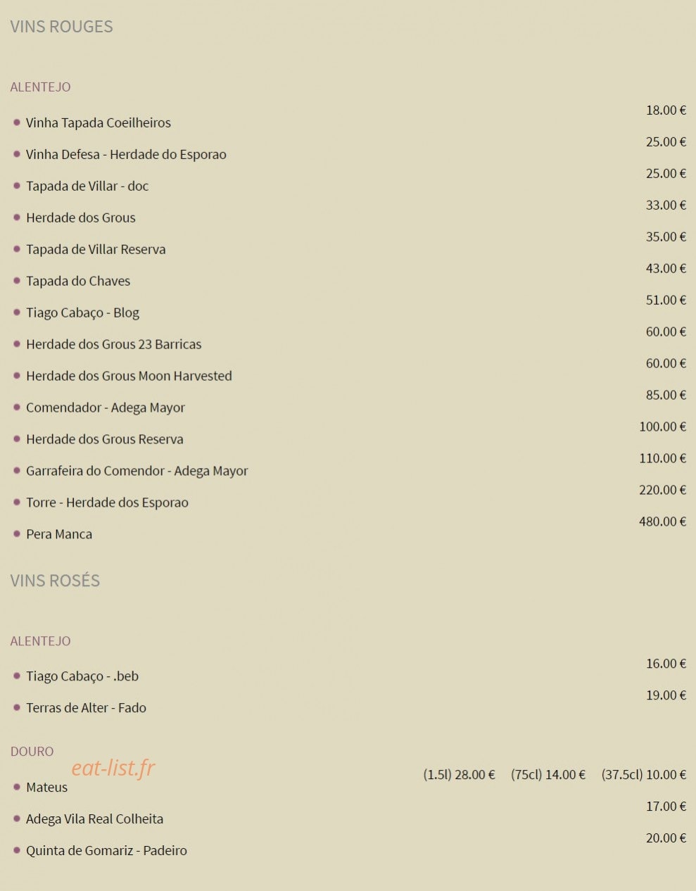 Restaurant Saudade — carte page 10