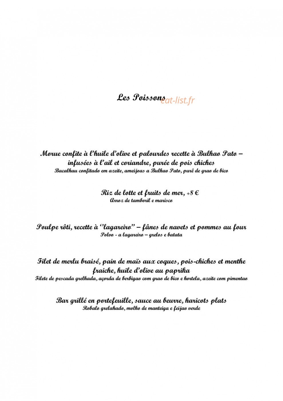 Restaurant Saudade — carte page 5
