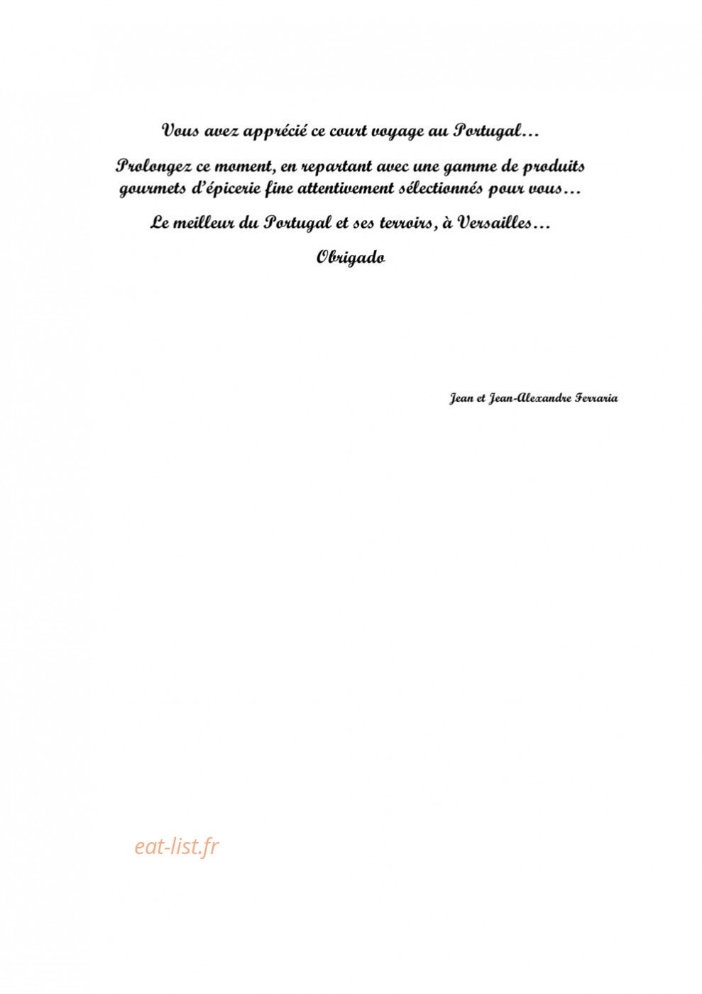 Restaurant Saudade — carte page 8