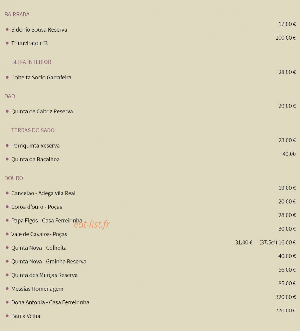 Restaurant Saudade — carte page 11