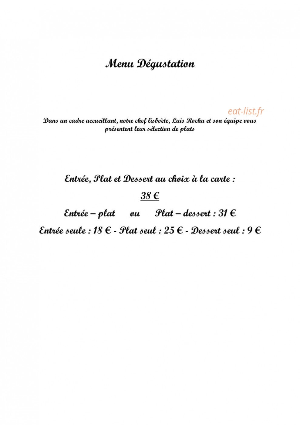 Restaurant Saudade — carte page 3