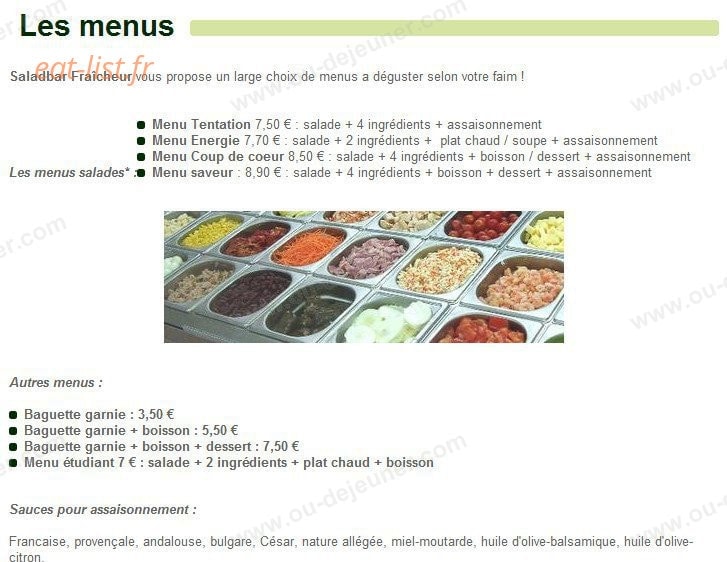 Saladbar Fraîcheur — carte page 1