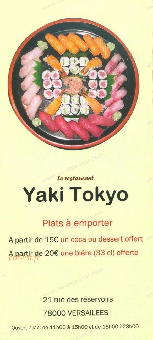 Yaki tokyo — carte page 1