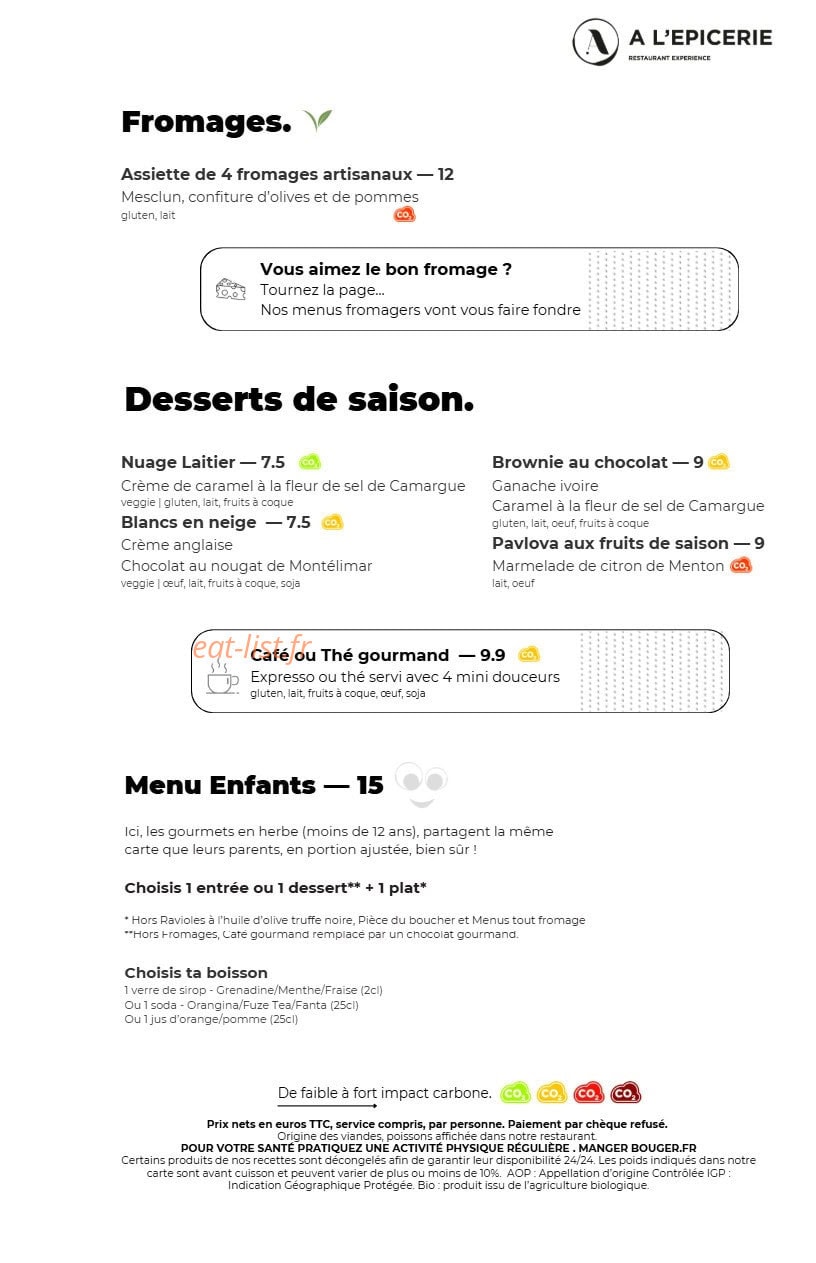 A l'Epicerie — carte page 4