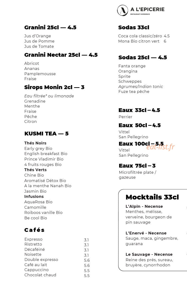 A l'Epicerie — carte page 8