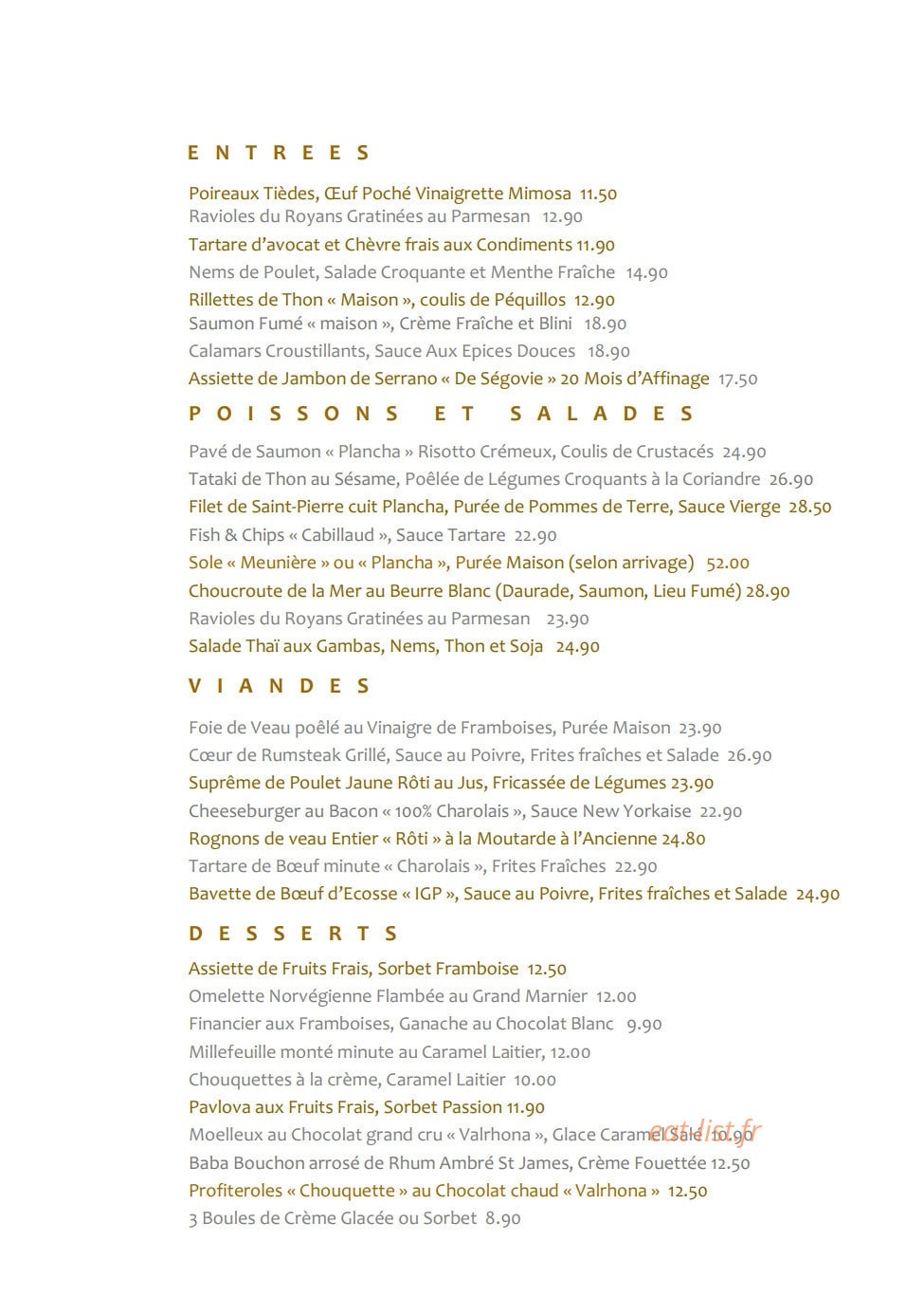 Brasserie du Théâtre — carte page 3