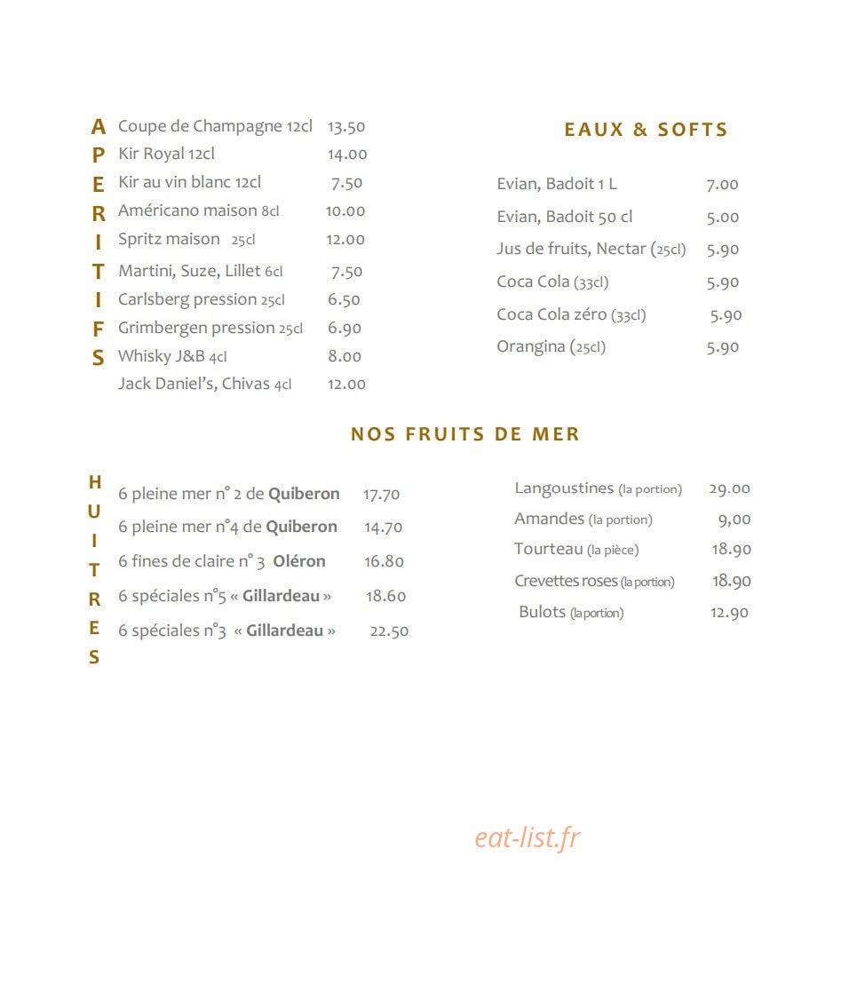 Brasserie du Théâtre — carte page 1