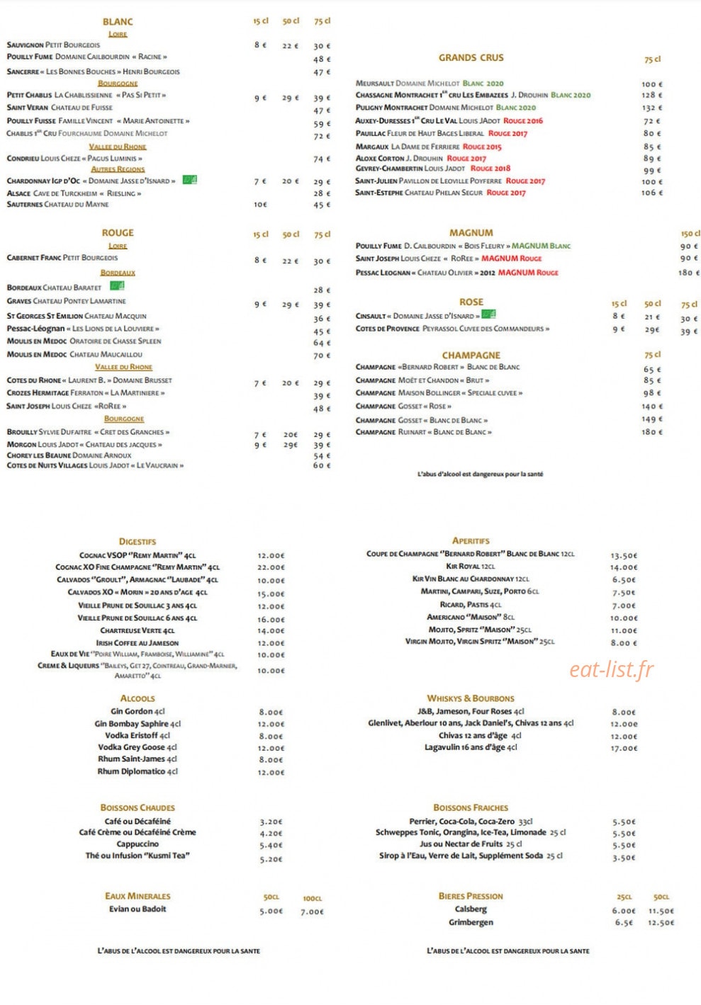 Brasserie du Théâtre — carte page 5
