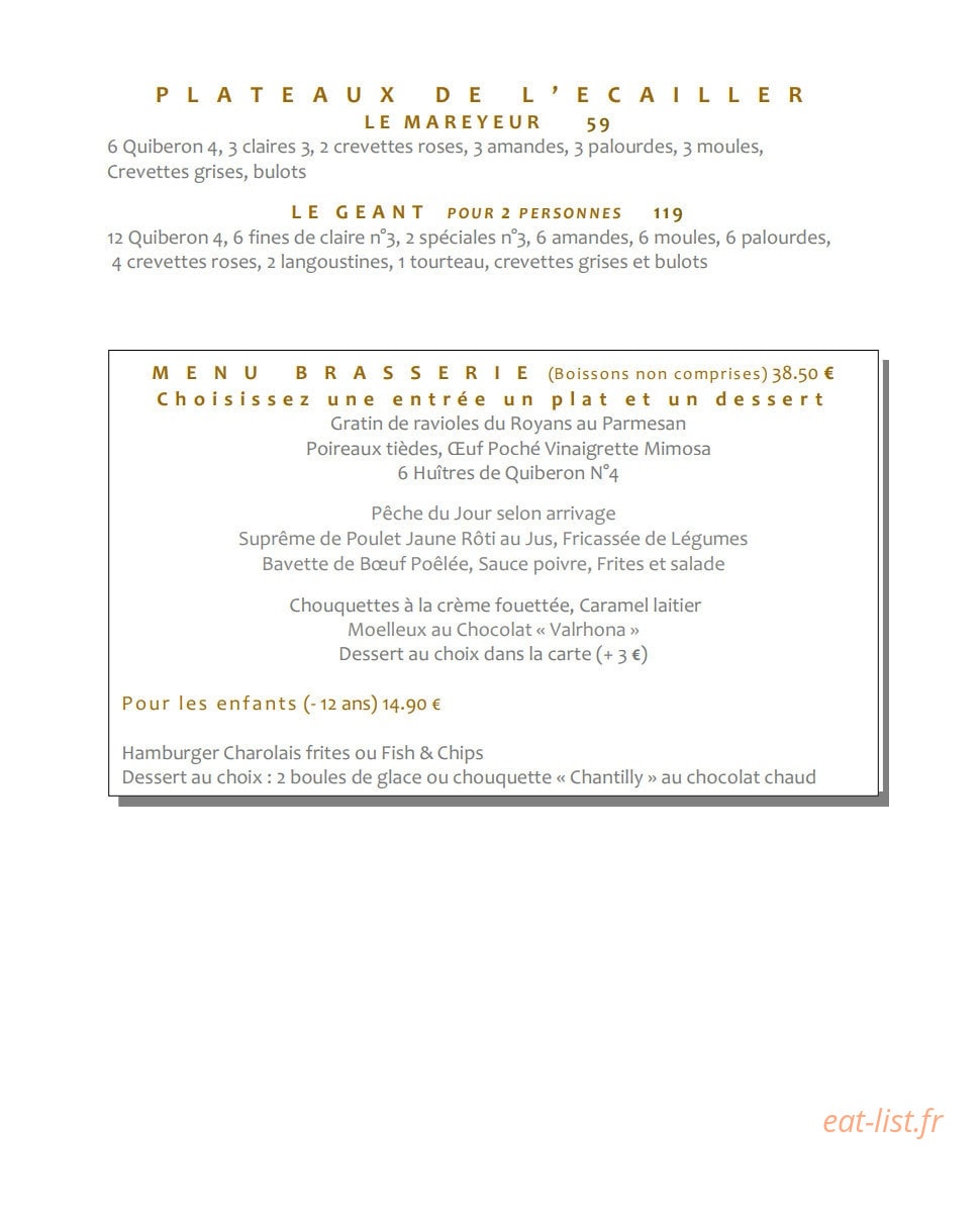 Brasserie du Théâtre — carte page 2