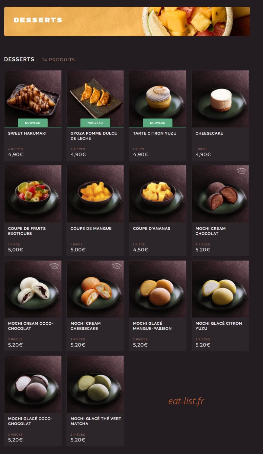 Côté Sushi — carte page 12