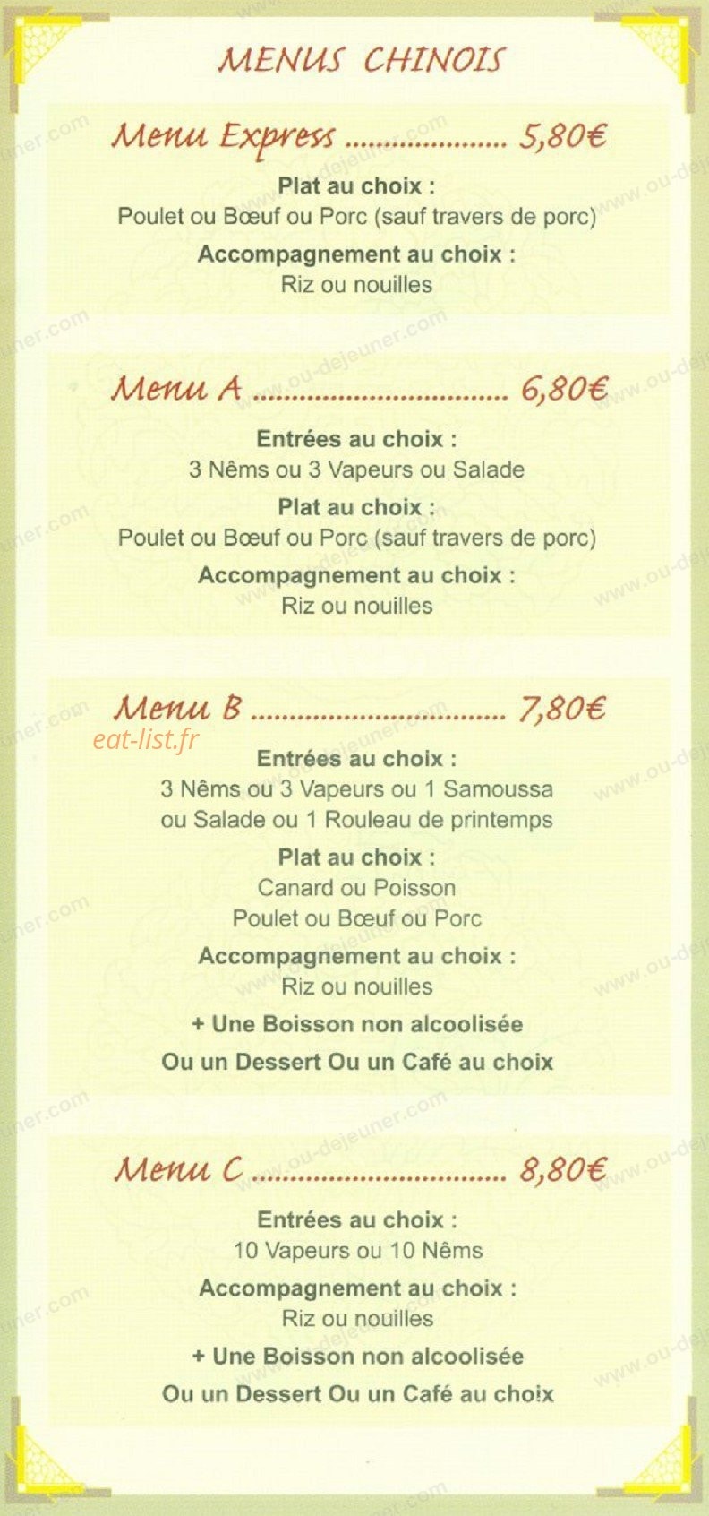 Délice d'asie — carte page 4