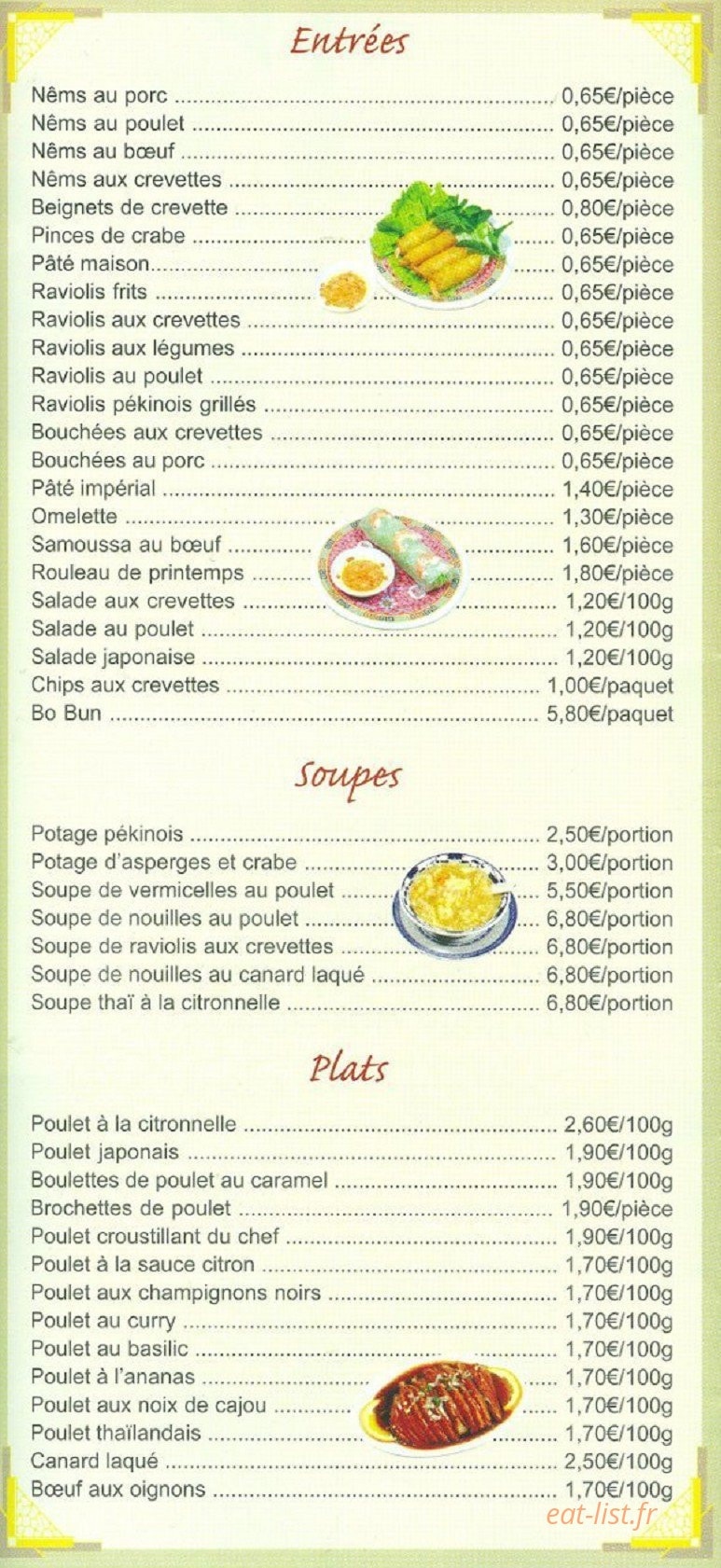 Délice d'asie — carte page 2