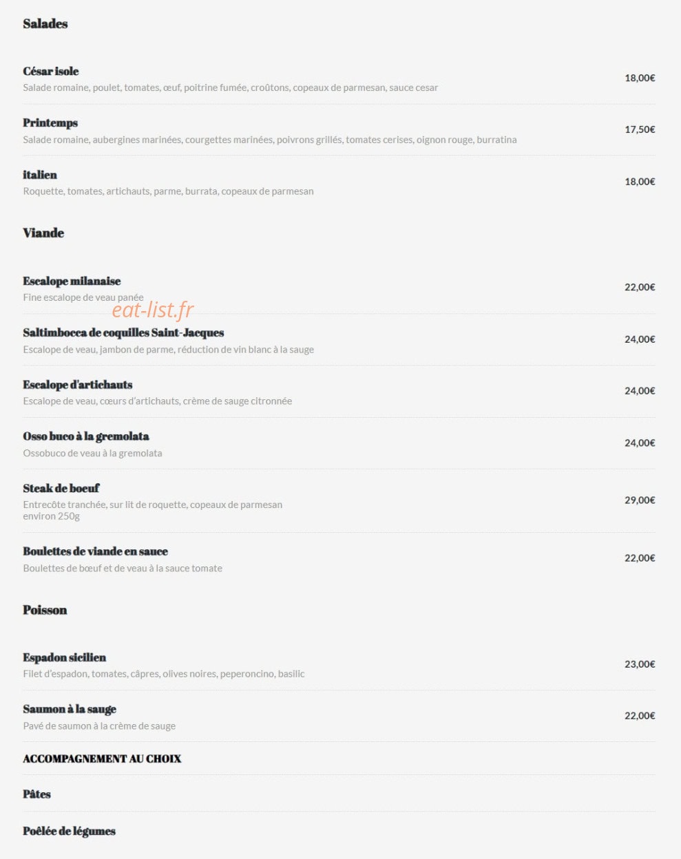 Il Invito Ristorante — carte page 3