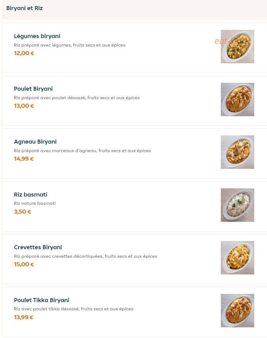Indian Cuisine — carte page 4