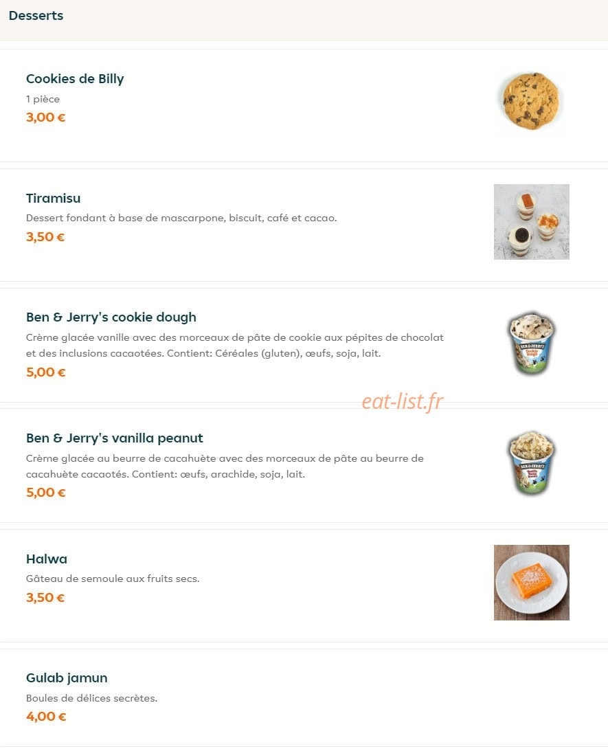 Indian Cuisine — carte page 13