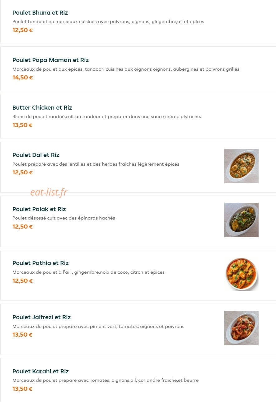 Indian Cuisine — carte page 11