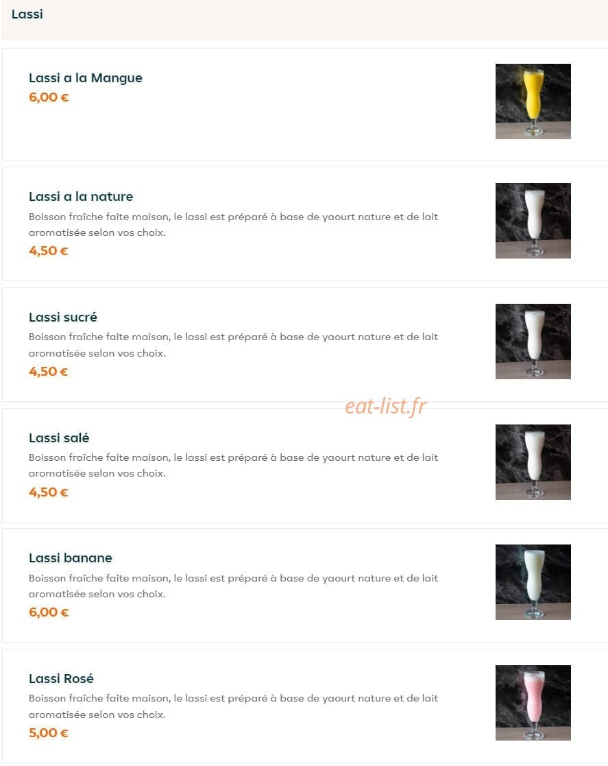 Indian Cuisine — carte page 14