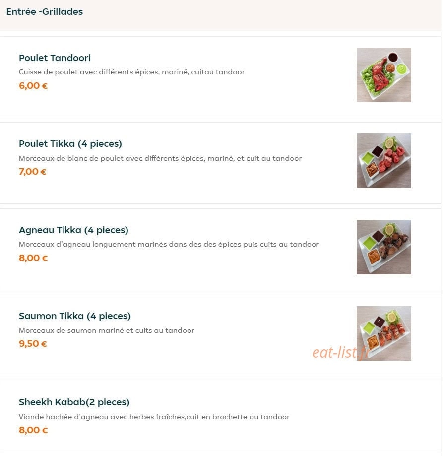 Indian Cuisine — carte page 3