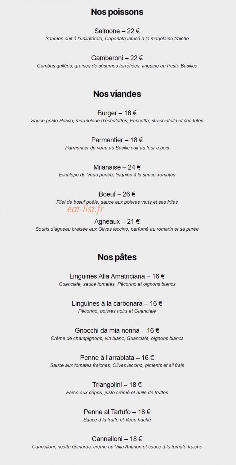 L'Annexe de l'Osteria — carte page 2