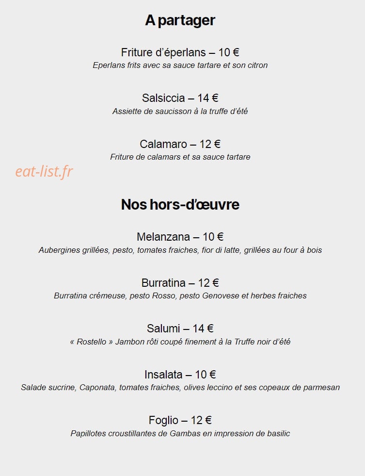 L'Annexe de l'Osteria — carte page 1