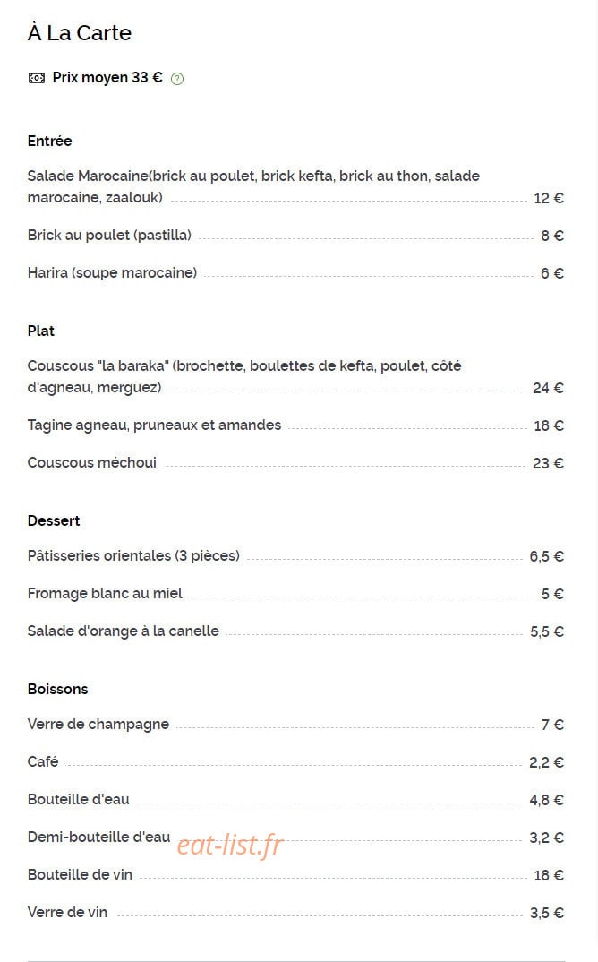 La Baraka — carte page 1