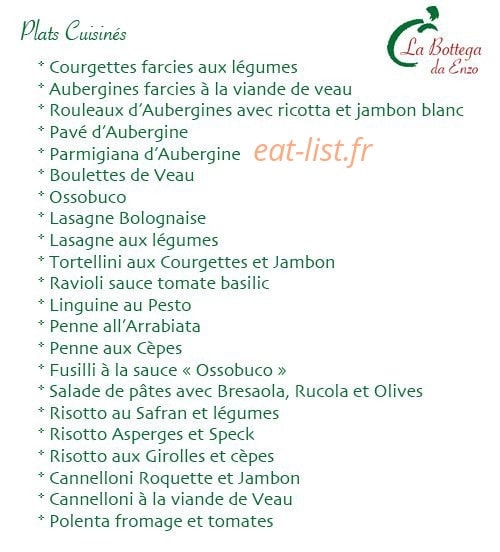 La Bottega — carte page 3