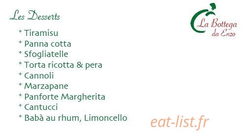 La Bottega — carte page 6