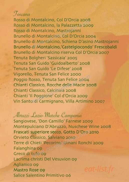 La Bottega — carte page 9