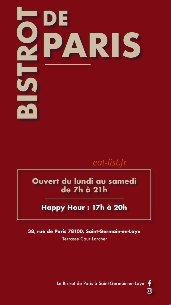 Le Bistrot De Paris — carte page 1